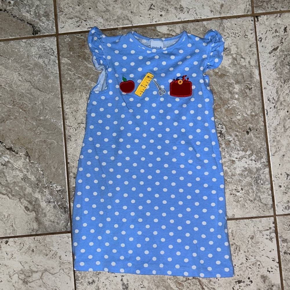 Girls 6 Bailey Boys blue & white polka dot perfect back to school dress !